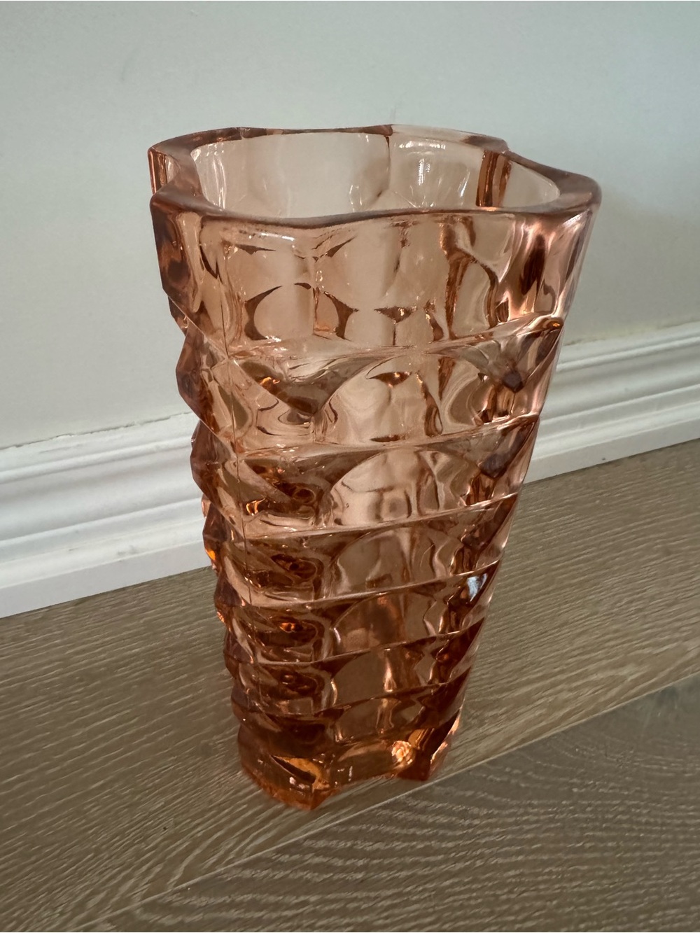 Vintage French Art Glass Vase – Peach Amber Sculptural Glass